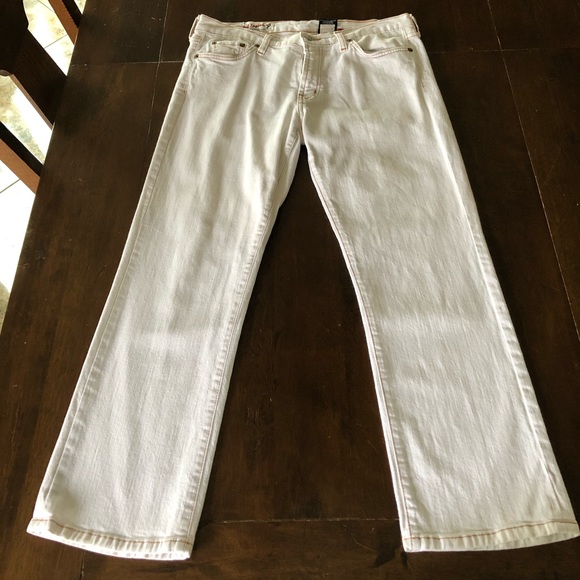 Red Engine Cropped White Jeans - Picture 2 of 2